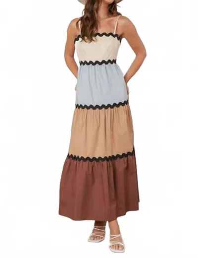 Peach Love Colorblock Wave Maxi Dress In Brown Multi