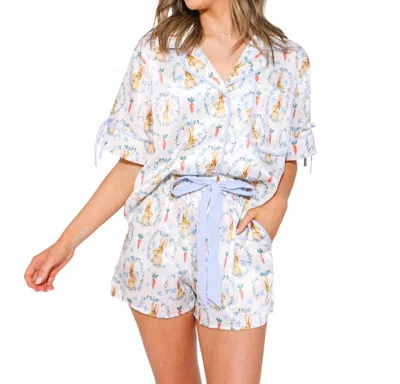 Peach Love Cuddle Bunny Set In Blue