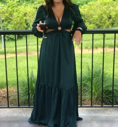 Peach Love Cut Out Dress In Hunter Green