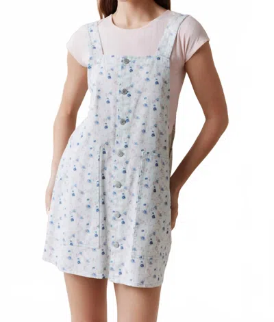Peach Love Daisy Days Overall Dress In White/blue