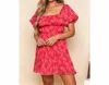Peach Love Floral Dress In Red And Fuchsia In Multi