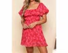 PEACH LOVE FLORAL DRESS IN RED AND FUCHSIA