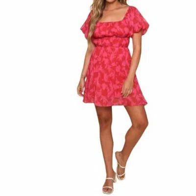 Peach Love Floral Dress In Red