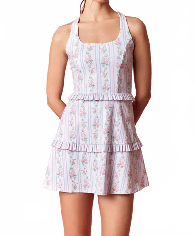 Peach Love Floral With Stripe Mix Active Dress In Multi