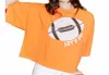 PEACH LOVE FOOTBALL SEQUIN PATCH CROP TEE IN ORANGE