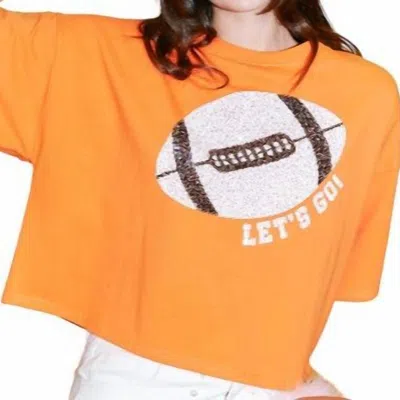 PEACH LOVE FOOTBALL SEQUIN PATCH CROP TEE