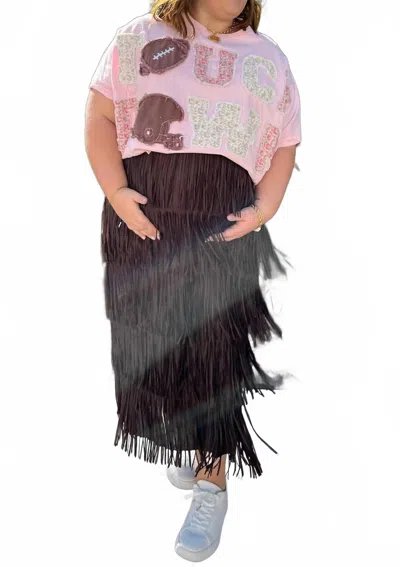 Peach Love Football Touchdown Patch Oversized Shirt In Pink In Multi