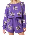 Peach Love Game Day Ribbon Sequin Embroidery Sweatshirts In Purple