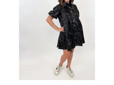 Peach Love Glimmer Sequined Dress In Black