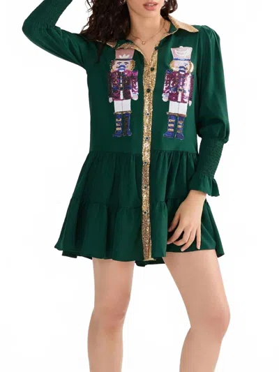 Peach Love Golden Nutcracker Dress In Green