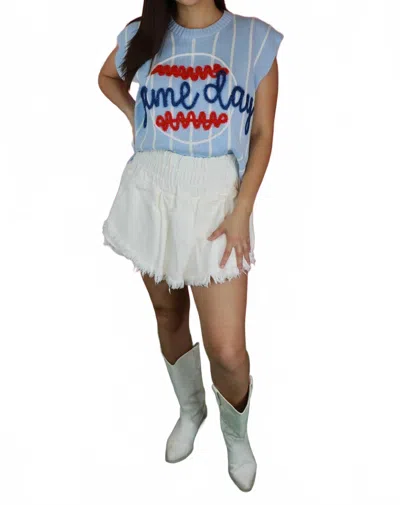 Peach Love High Waisted Denim Skort In White