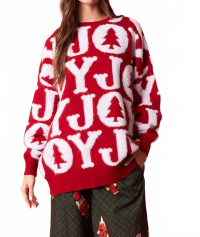 Peach Love Holiday Joy Sweater In Red