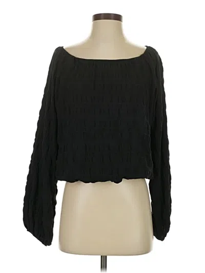 Pre-owned Peach Love Long Sleeve Blouse In Black