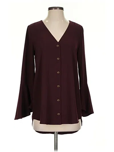 Pre-owned Peach Love Long Sleeve Blouse In Burgundy