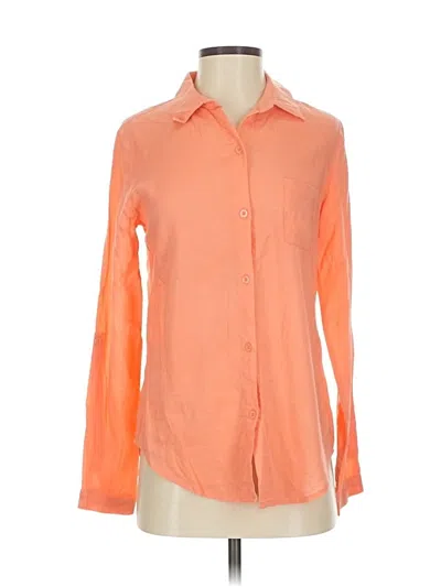 Pre-owned Peach Love Long Sleeve Button Down Shirt In Orange