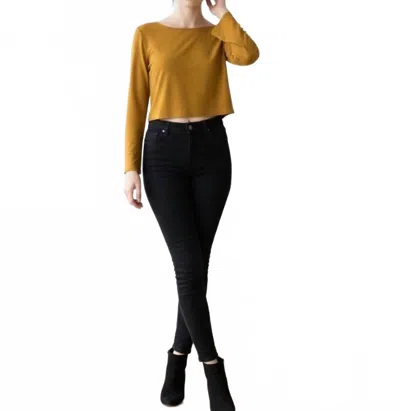 Peach Love Long Sleeve Crop Top In Mustard In Yellow