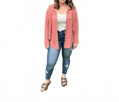 Peach Love Loose Fit Woven Shirt In Mauve Pink