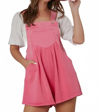 Peach Love Maddie Cotton Romper In Pink