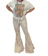 Peach Love Marbled Flare Pants In Tan Stripe In Multi