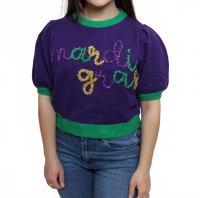 Peach Love Mardi Gras Top In Purple/green