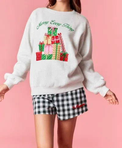Peach Love Merry Everything Sweatshirt In White Multi