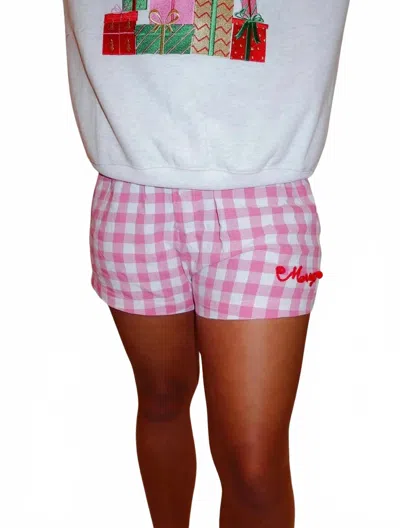 Peach Love Merry Gingham Boxer Shorts In Pink