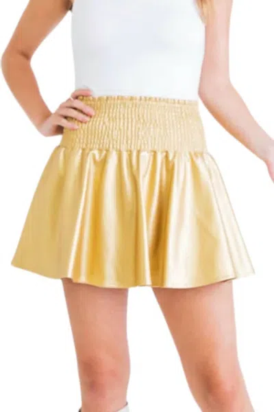 Peach Love Metallic Sporty Skort In Gold