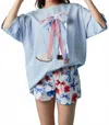 Peach Love Multi Bow Printed Shorts In Red/white/blue In Multi