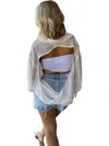 Peach Love Open Back Chiffon Shirt In White In Multi