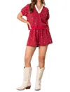 Peach Love Pearl Embellished Shorts Set In Red In Red