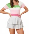 Peach Love Pippy Ribbed Sweater Top In Pink Multi