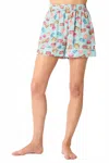 Peach Love Poly Satin Macarons Printed Pajama Shorts In Aqua