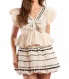 Peach Love Poplin Ric Rac Bubble Hem Mini Skirt In Ivory In Neutral
