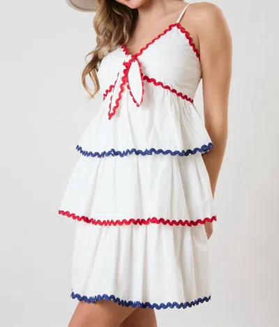 Peach Love Poplin Trim Dress In White