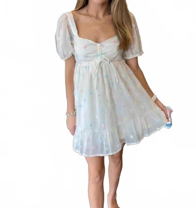 Peach Love Posey Dress In Ivory