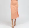 Peach Love Ribbed Cutout Midi Dress In Cantaloupe In Red