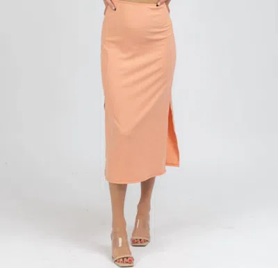 PEACH LOVE RIBBED CUTOUT MIDI DRESS IN CANTALOUPE