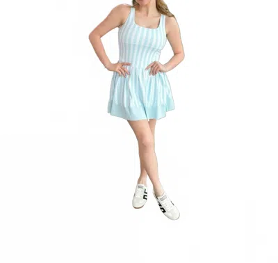 Peach Love Sail Away With Me Striped Activewear Dress In Multi In Blue