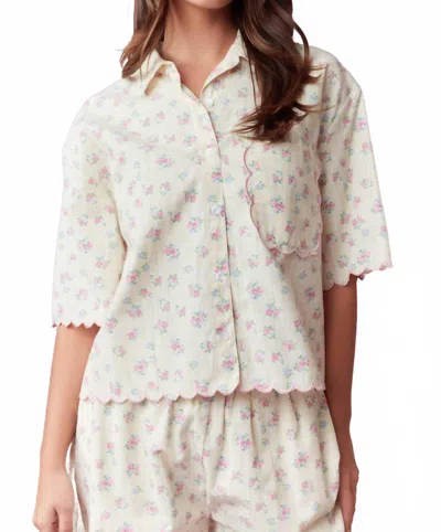Peach Love Samantha Pajama Short Set In Pale Yellow Gingham In Multi