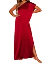 Peach Love Satin One Shoulder Maxi Dress In Red In Red