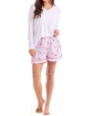 Peach Love Satin Santa Pj Shorts In Pink In Pink