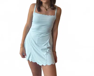 Peach Love Scalloped Hem Athletic Dress In Light Blue