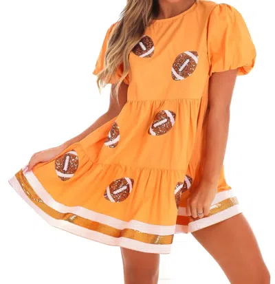 Peach Love Sequin Football Dress In Orange