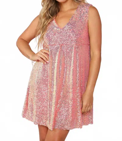 Peach Love Sequin Mini Dress In Peach/pink In Multi