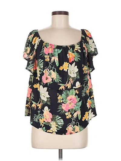 Pre-owned Peach Love Short Sleeve Blouse In Black