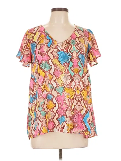 Pre-owned Peach Love Short Sleeve Blouse In Pink