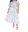 Peach Love Sierra Stripe & Floral Bubble Hem Midi Dress In Multi In White