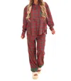 Peach Love Silent Night Plaid Christmas Pajama Set In Red Multi In Multi