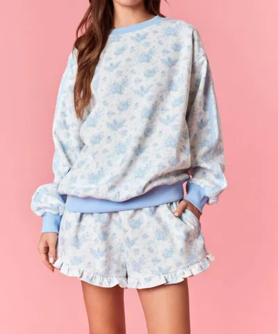Peach Love Soft Skies Floral Sweatshirt In Blue