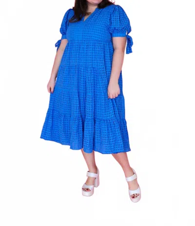 Peach Love Soft Skies Gingham Midi Dress In Blue